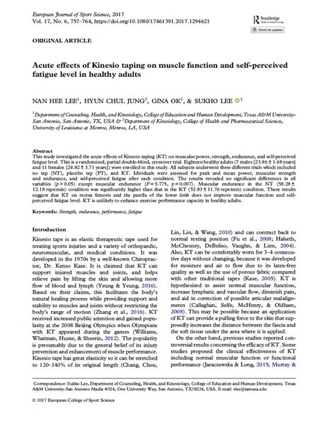 Acute Effects Of Kinesio Taping On Muscle Function And Self Perceived