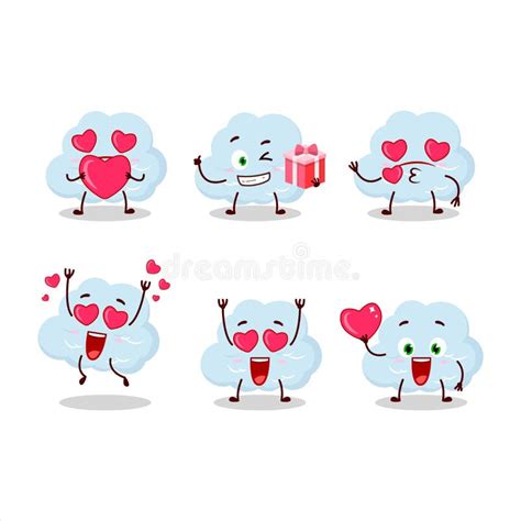 Wolkentekenfilm Met Liefde Voor Schattig Emoticon Vector Illustratie