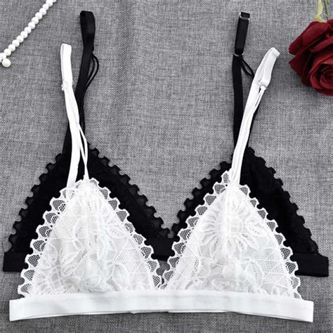 Buy New Hot Womens Sexy Slim Floral Sheer Lace Triangle Bralette Bra Crop Top