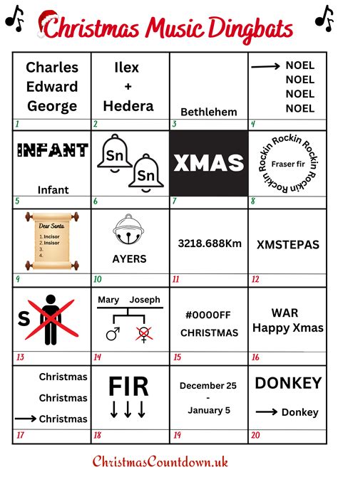 Christmas Music Dingbat Puzzles With Answers