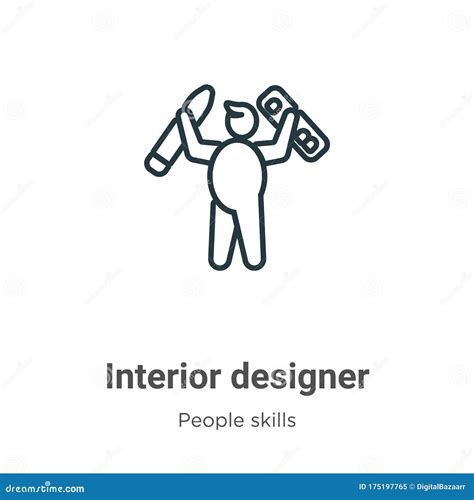 Interior Designer Outline Vector Icon Thin Line Black Interior