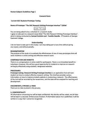 Printable Consent Form For Research Study Templates Fillable