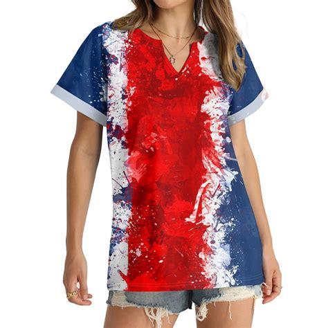 Chmora American Flag T Shirt Women Usa Star Stripes Fourth July Tee