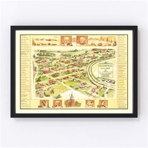 Greenfield Village Map 1951 Old Map of Greenfield Village Art Vintage ...