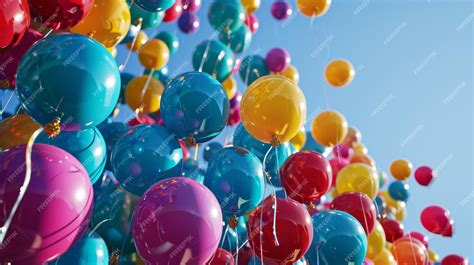 Premium Photo Colorful Balloons Floating In The Sky At A Celebration