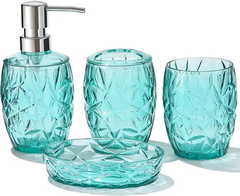 Amazon Aksipo Blue Acrylic Bathroom Accessory Set 4 Pcs Bathroom