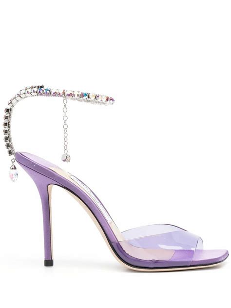 Jimmy Choo Saeda 100 Crystal Chain Embellishment Sandals Jimmy Choo