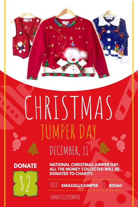 Red Christmas Jumper Day Poster Template Postermywall