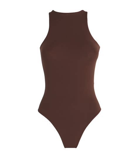 Womens Skims Brown Fits Everybody High Neck Bodysuit Harrods Uk