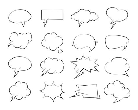 Premium Vector Set Of Comic Speech Bubbles Retro Empty Comic Bubbles