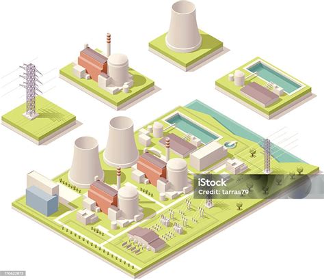 Isometric Nuclear Power Facility Stock Illustration Download Image Now Isometric Projection