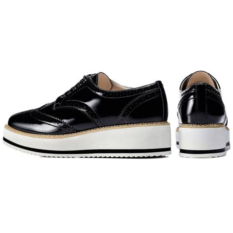 Black Patent Metallic Shiny Leather Lace Up Baroque Platform Oxfords