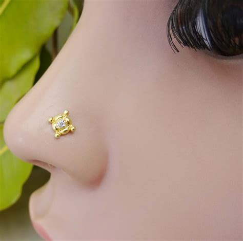 Indian Nose Piercing 22K Gold Nose Stud Tiny Nose Stud Indian Etsy