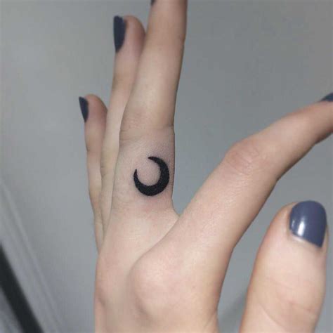 Crescent Moon Tattoo Finger