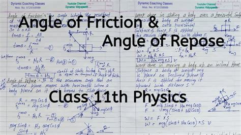 Angle Of Friction Angle Of Repose Sliding Angle Chapter Laws