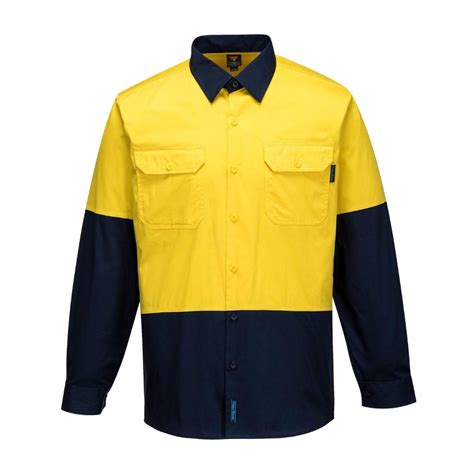 Hi Vis Two Tone Lightweight Long Sleeve Shirt Xtreme Safety