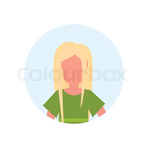 Blonde Woman Avatar Isolated Faceless Female Cartoon Character Portrait Flat Stock Vector