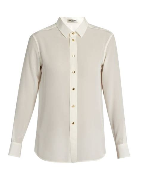 SAINT LAURENT Point Collar Silk Crepe De Chine Shirt Saintlaurent