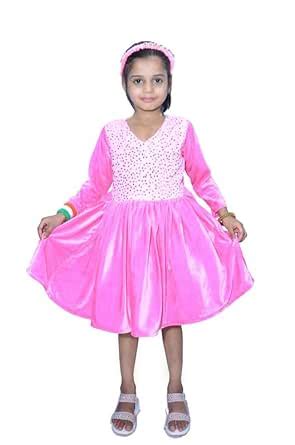 Alina Moda Girls Velvet Fashion Full Sleeve Knee Length Party Festive