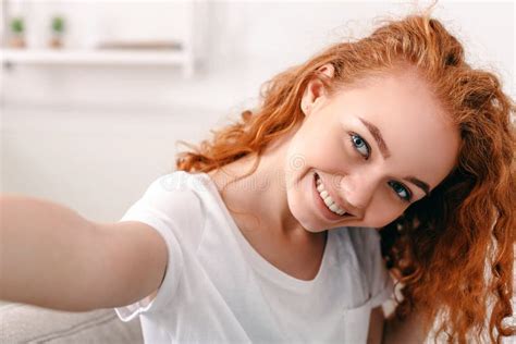 Cute Smiling Girl Making Selfie Stock Image - Image of device, selfie: 100495073