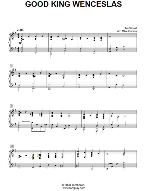 Free Sheet Music Traditional Good King Wenceslas