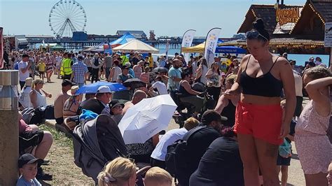 Mad Busy Crowds On The Golden Mile Central Prom Blackpool YouTube