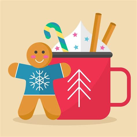 Premium Vector Hot Chocolate Christmas Ginger Man Vector Illustration