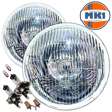 7 HEADLIGHTS HALOGEN H4 SEALED BEAM CONVERSION DOMED LENS CLASSIC CAR