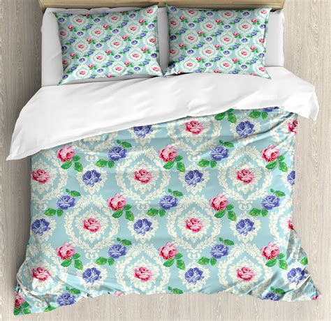 Shabby Flora Duvet Cover Sets Baroque Inspired Colorful Roses On