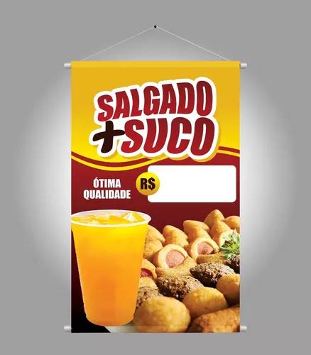 Banner Temos Salgado Suco 80x120 Lona MercadoLivre