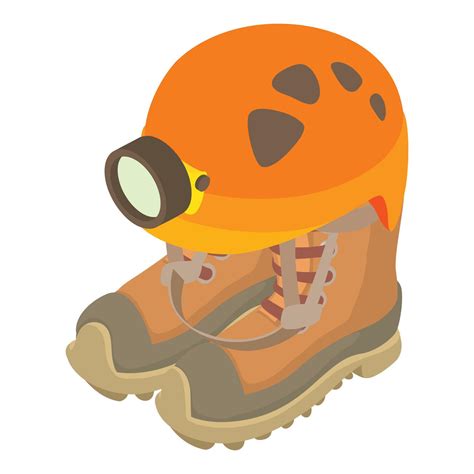 Caving Equipment Icon Isometric Vector Caving Helmet With Lantern