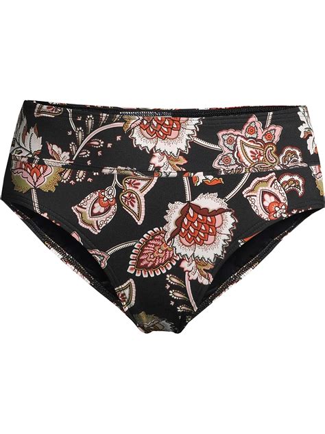 Lands End Women S Chlorine Resistant Tummy Control High Waisted Bikini Swim Bottoms Print