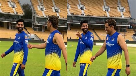 Ms Dhoni And Ravindra Jadeja Reunite At Csk Camp Ahead Of Ipl 2023