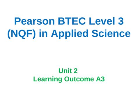 Btec Nqf L3 Applied Science Unit 2 Teaching Resources