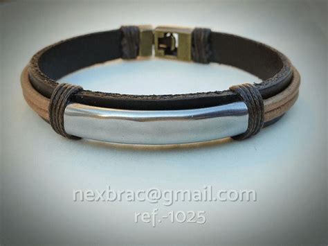 Pulsera Realizada Con Cuero Plano Color Chocolate Y Redondo En Color