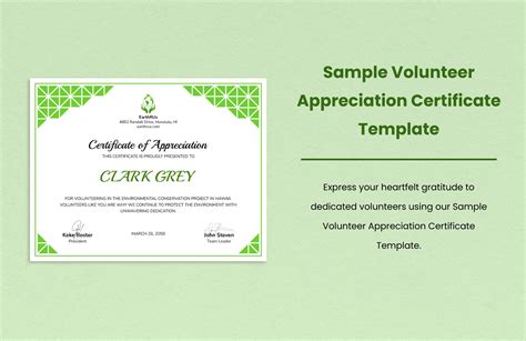 Volunteer Appreciation Certificate Template