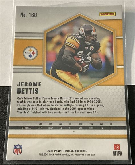 2021 Panini Mosaic NFL Football Jerome Bettis Card 168 Pittsburgh