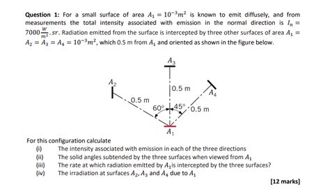 Solved Question 1 For A Small Surface Of Area A1 10 3m2 Chegg