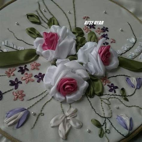 Ribbon Art Embroidery Flowers Tableware Stitches Pinterest Flowers