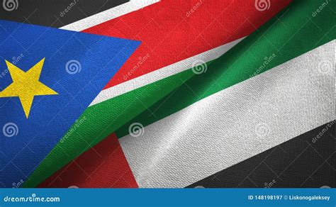 South Sudan And United Arab Emirates Two Flags Textile Cloth Fabric