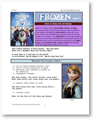 Movies Grow English Esl Movie Lesson Frozen