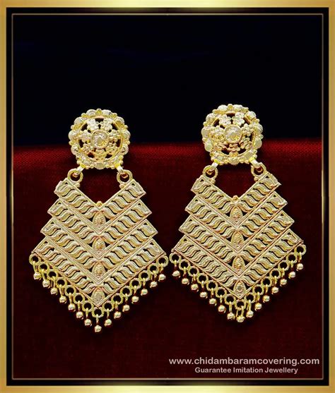 Buy South Indian Gold Traditional Big Earrings for Wedding