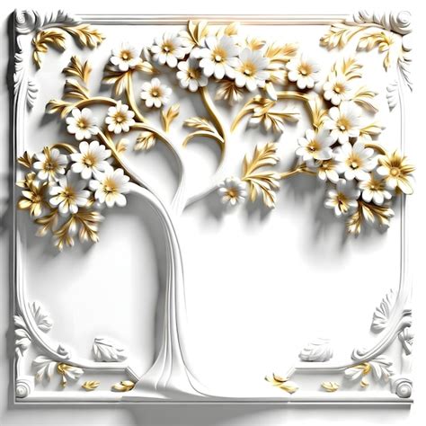 Premium AI Image | Wallpaper classic tree flower white and gold