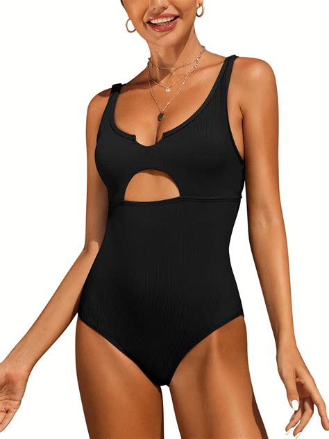 Womens Tummy Control Monikini Swimsuit For Lady Cut Out One Piece Bath