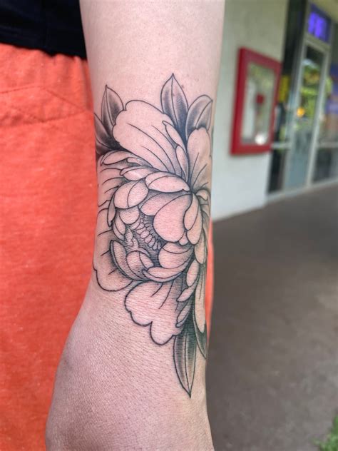 Peony Tattoo Black And Grey