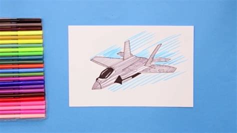 How to draw F-35 fighter plane