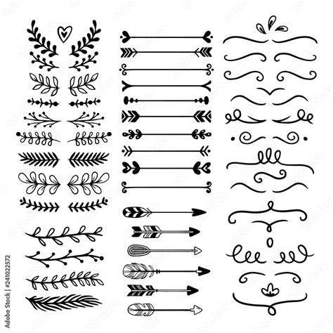 Flower Ornament Dividers Hand Drawn Vines Decoration Floral