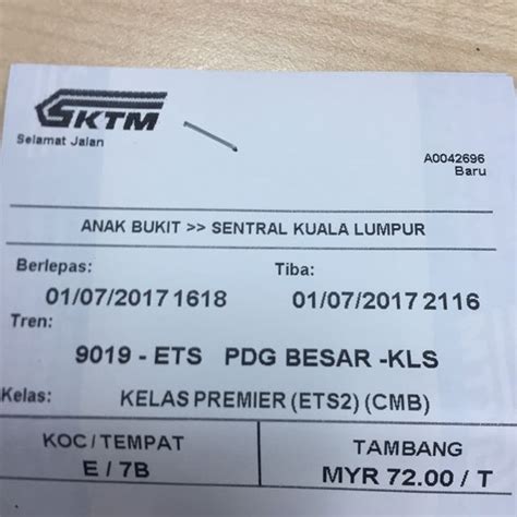 Ets Train Ticket Balik Raya Tickets Vouchers Local Attractions And