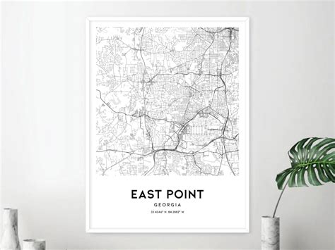 East Point Map Print East Point Map Poster Wall Art Ga City - Etsy