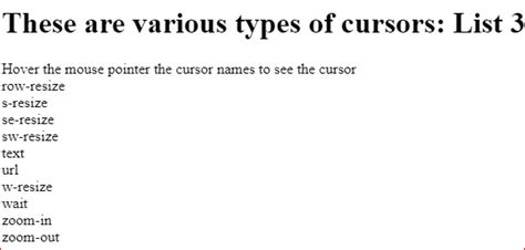 Cursor types css - poolazy